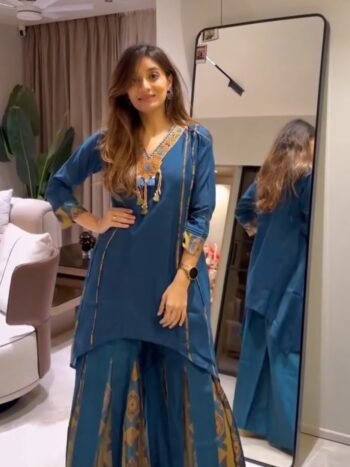 🌺কালার ফুল টু পিস 🌺 (Dark Blue)
