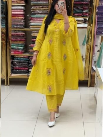 🌺 কালারফুল সুতি থ্রি পিস 🌺