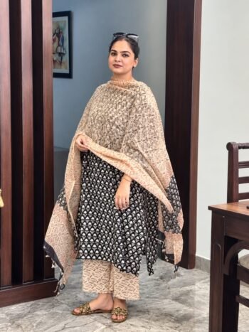 Readymade Cotton Three Piece (BLACK)